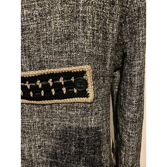 $1195 New M Missoni 42 6 Tweed Car Coat Crochet Trim Jacket Gray Black Pea